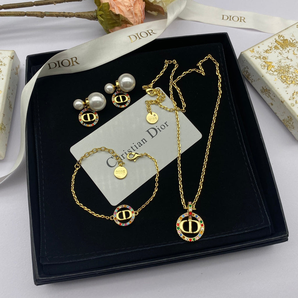 18K Petit Dior Multicolor Crystals Necklace