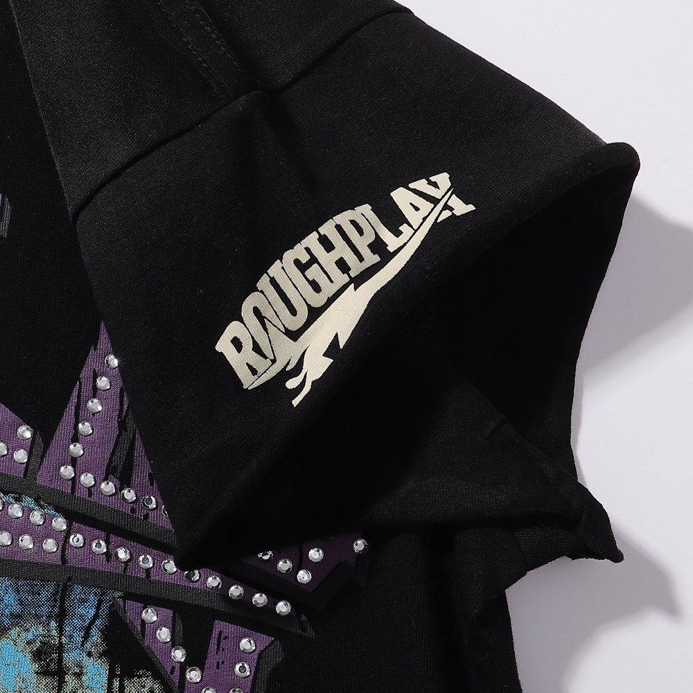 Rough Play World Tour Rhinestone Washed Sleeveless T-Shirt — detail