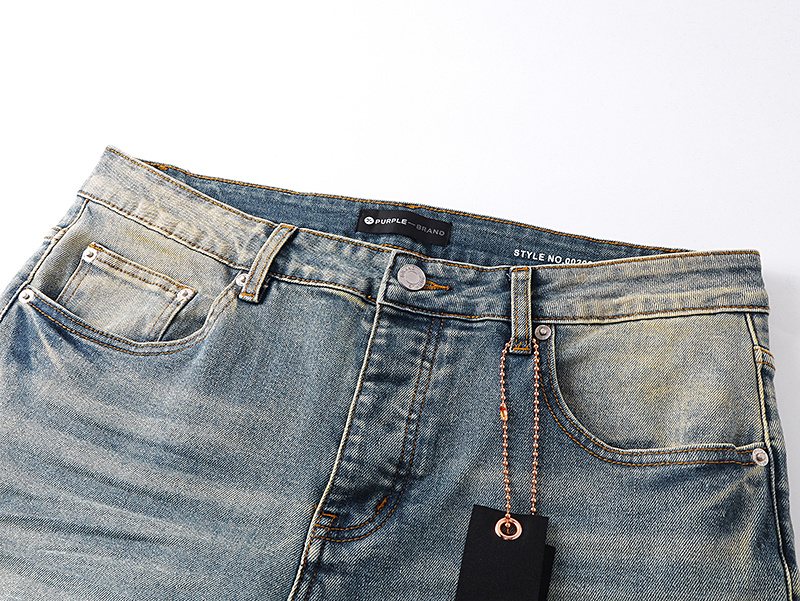 Purple Brand Light Blue Distressed Flared Jeans — detail