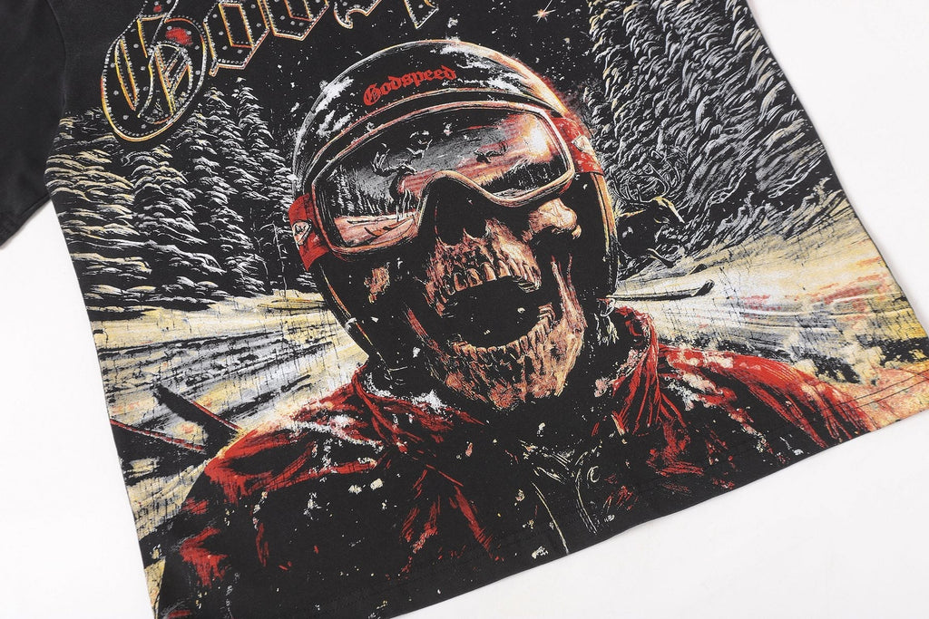 Godspeed Skull Skier Graphic Short-Sleeve T-Shirt — detail