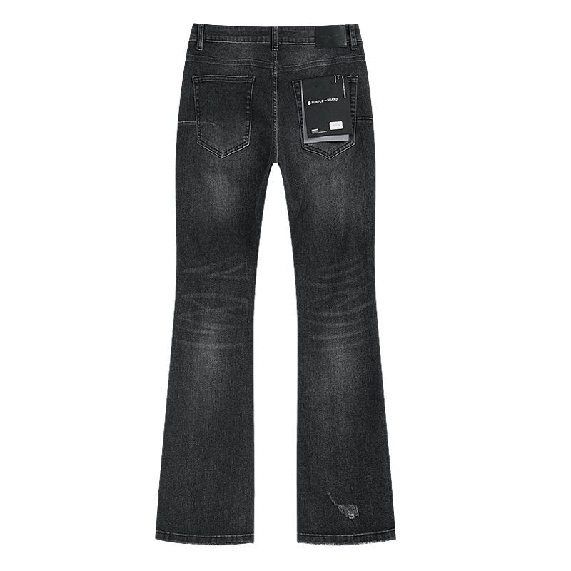 Purple Brand Washed Black Distressed Flare Jeans — back