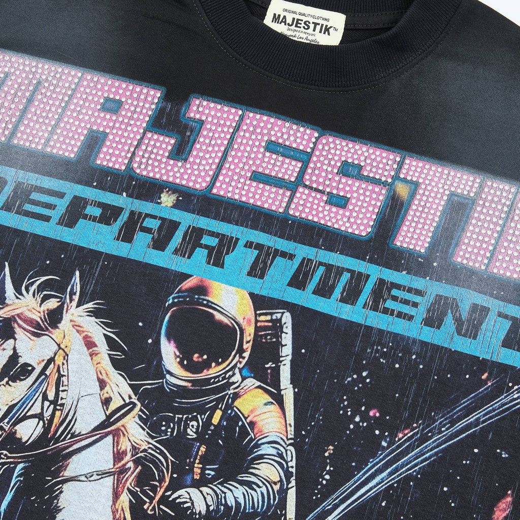 MAJESTIK Astronaut Horse Graphic T-Shirt — detail