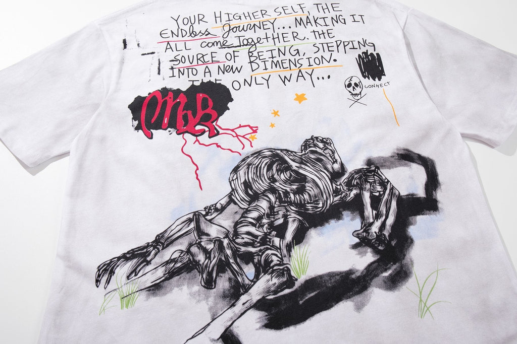 MAJESTIK Distressed Stone-Inlay Graphic T-Shirt — detail
