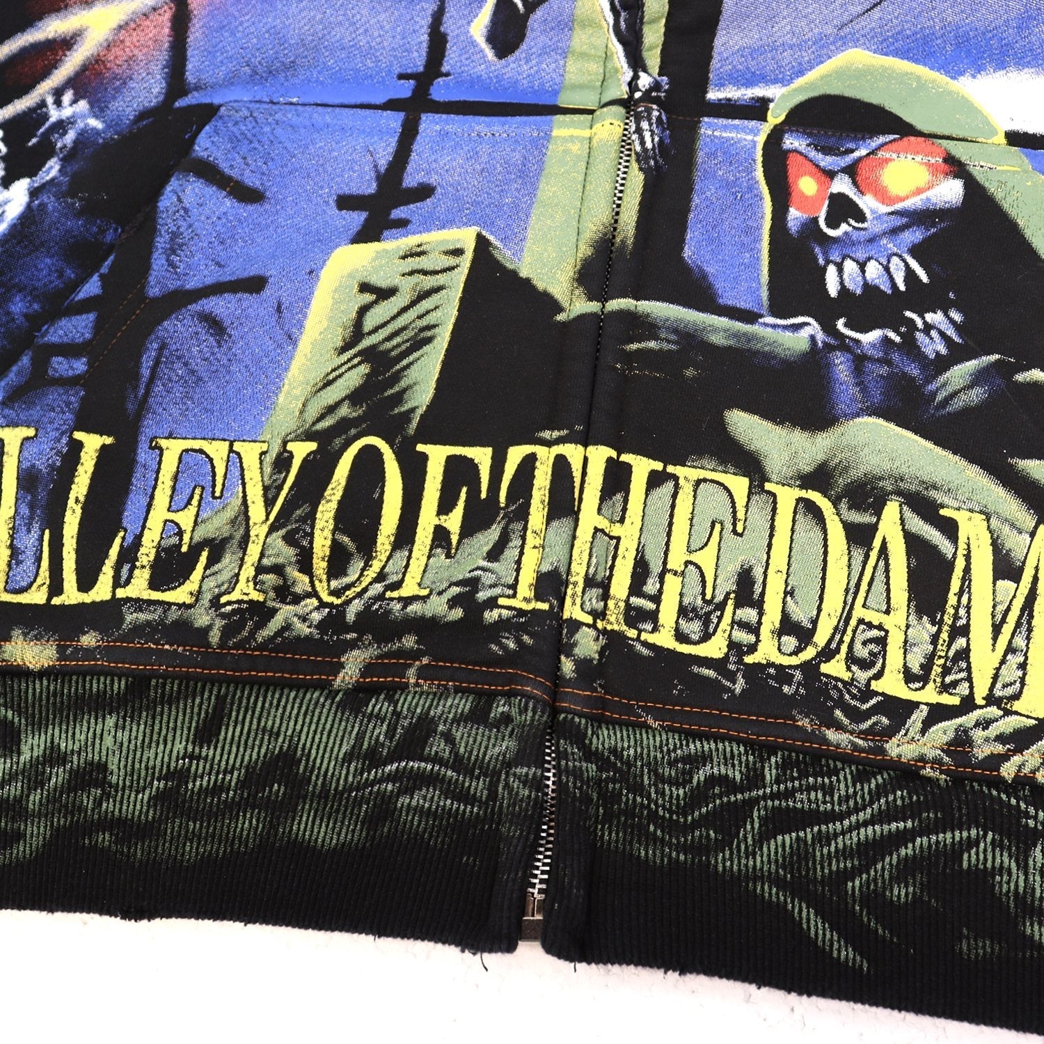 VALE USA Valley of the Damned Skeleton Graphic Zip Hoodie — detail