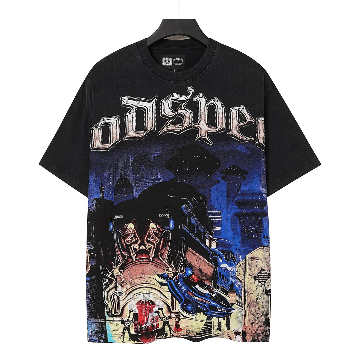 Godspeed Washed Black Rock Graphic T-Shirt — hero