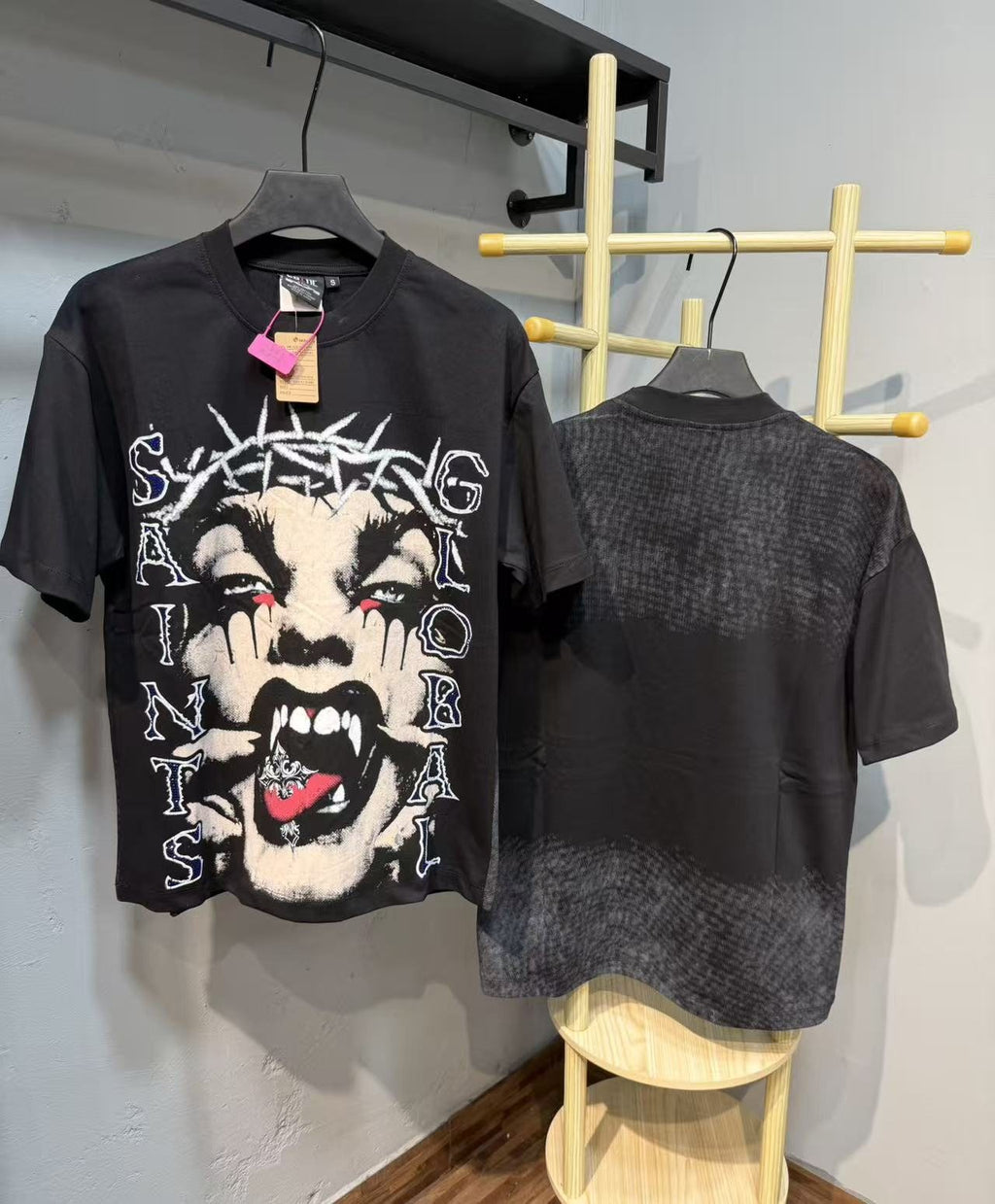 SAINT Rhinestone Graphic Short-Sleeve T-Shirt — context
