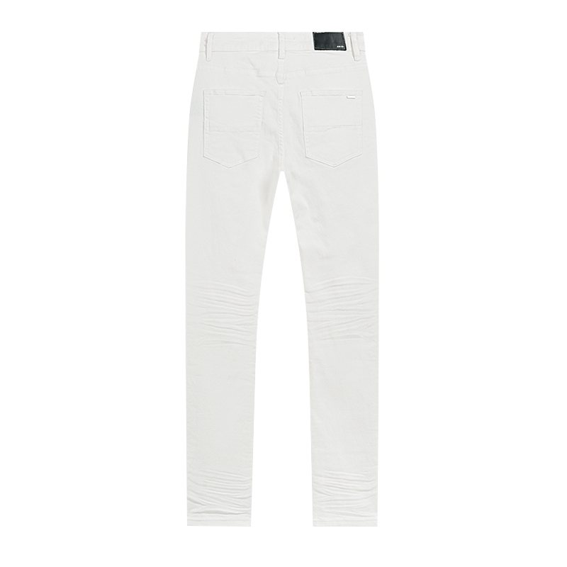 AMIRI White Distressed Moto Jeans — back