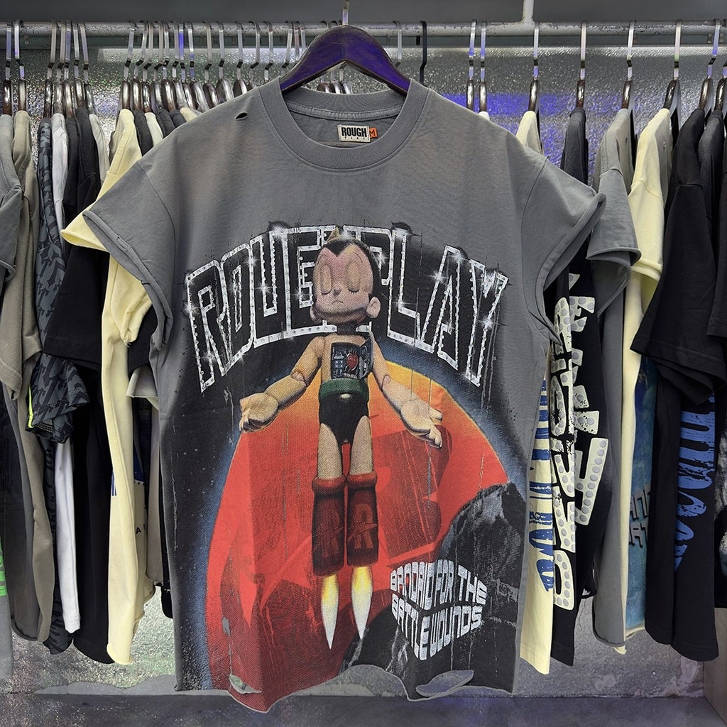 Rough Play Astro Boy Graphic Distressed T-Shirt — context