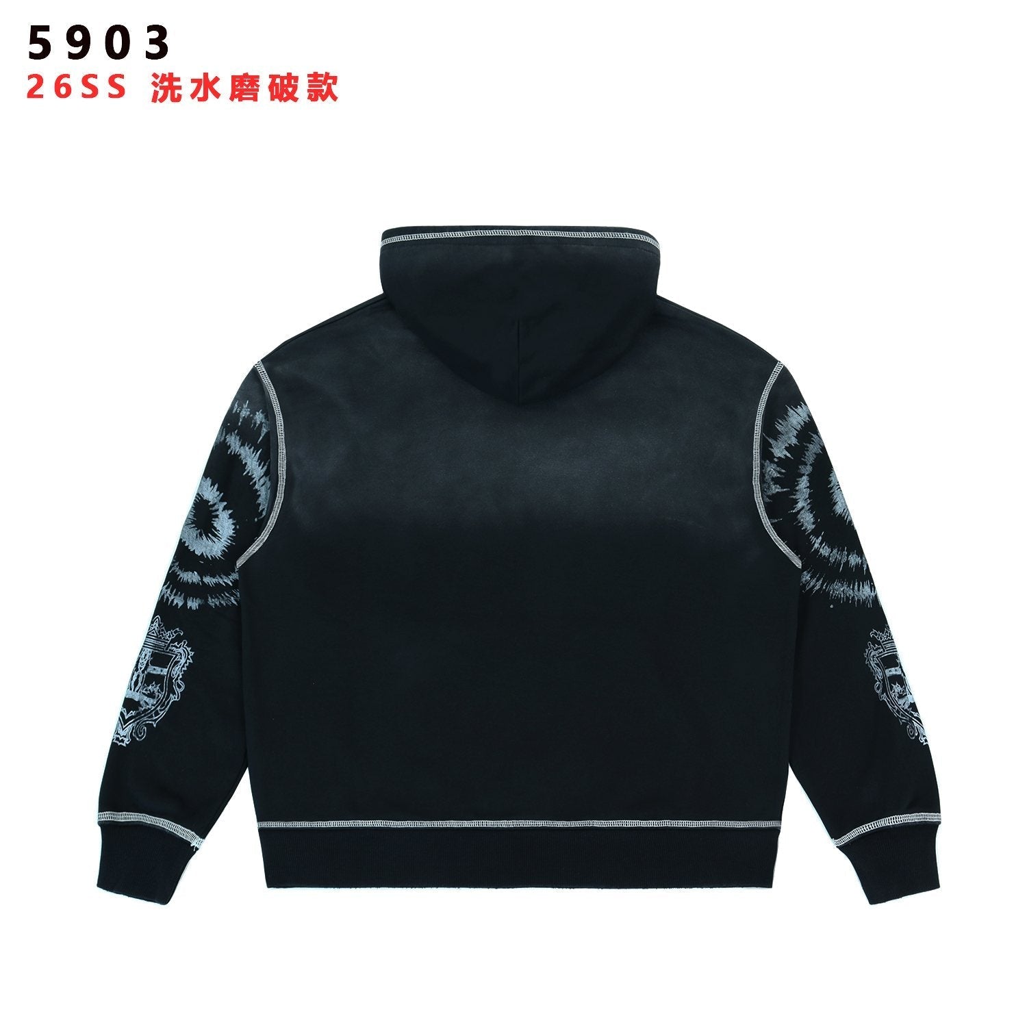 Valley Dreams 2000 Washed Black Graphic Hoodie — back