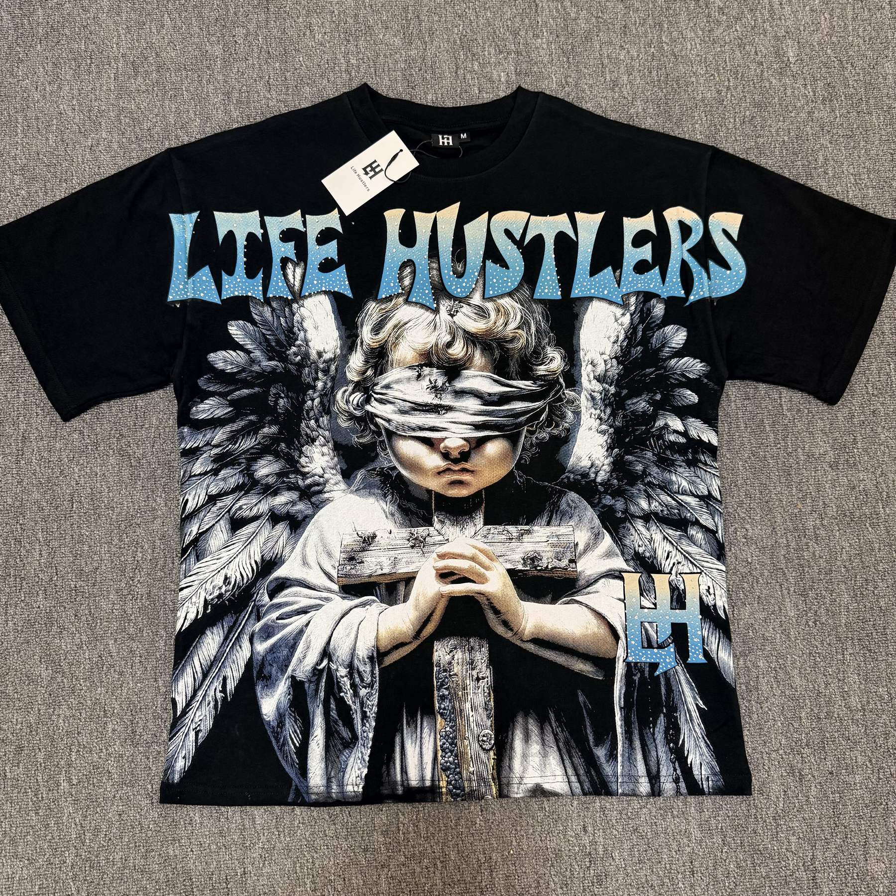 Life Hustlere LIFE HUSTLERS Angel Graphic T-Shirt - White/Black — front