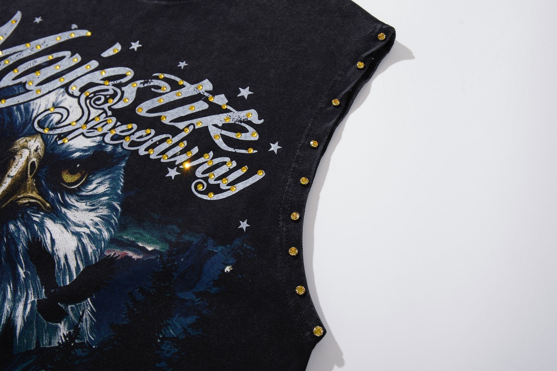 MAJESTIK Speedway Eagle Motorcycle Sleeveless T-Shirt — detail
