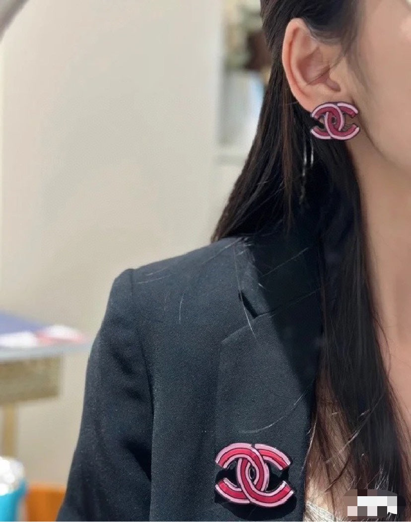 18K  Chanel Pink Earrings