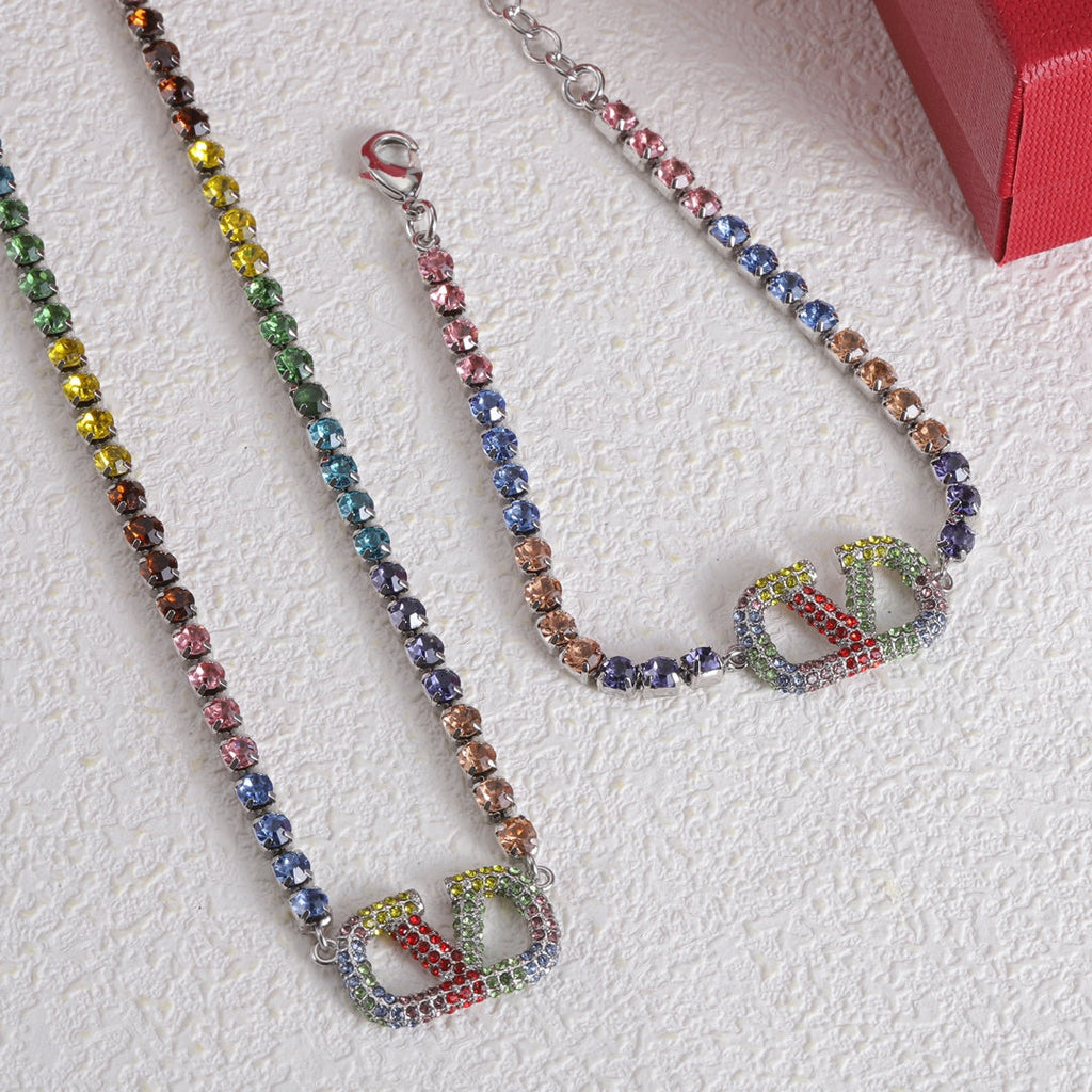 18K Valentino Multi-Color Crystals Necklace