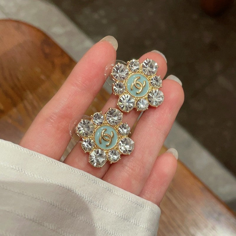 18K  Chanel Color Flower Diamond Earrings