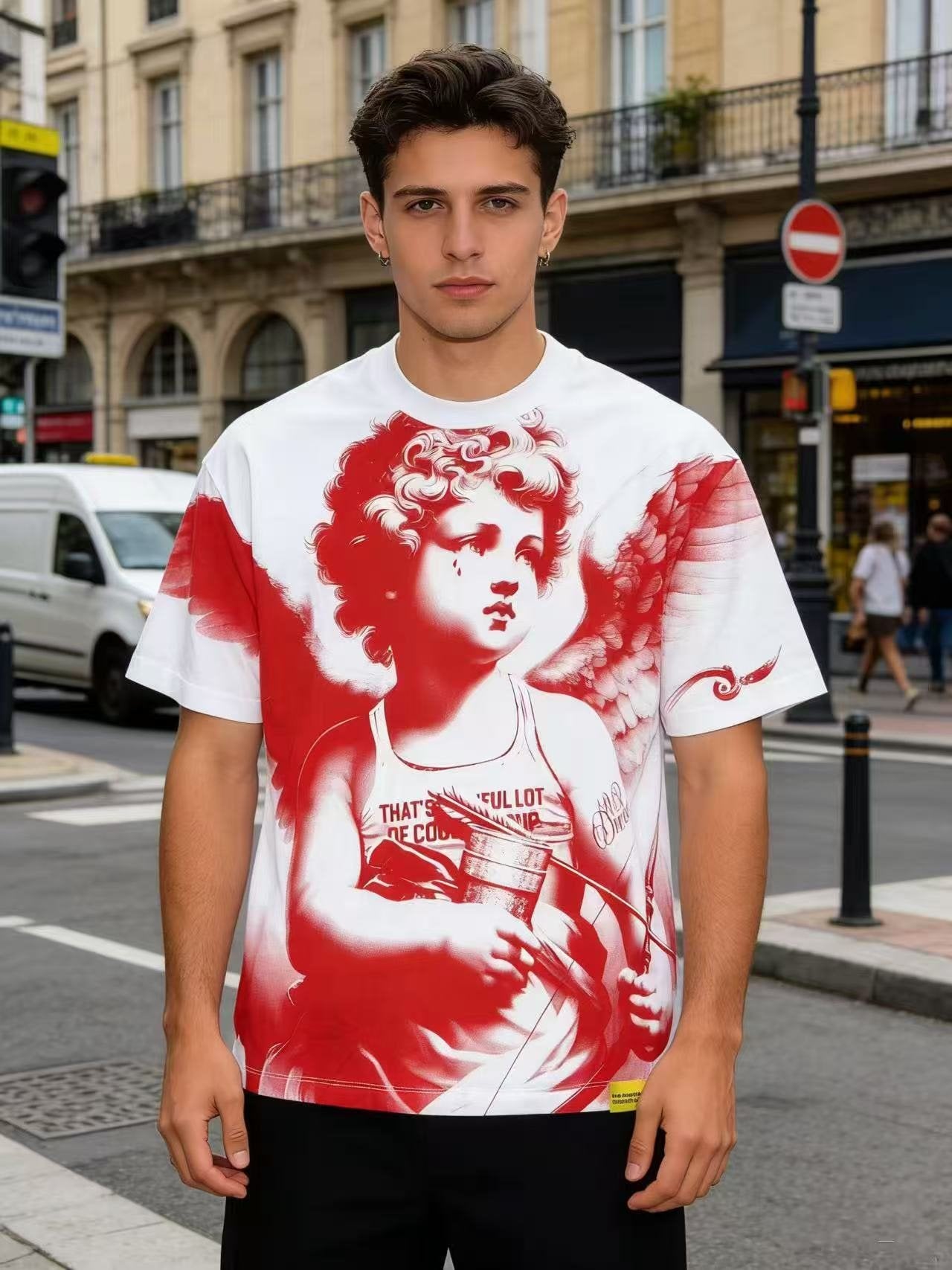 THAT'S A AWFUL LOT OF COUGH SYRUP Angel Gothic Text Graphic T-Shirt — hero