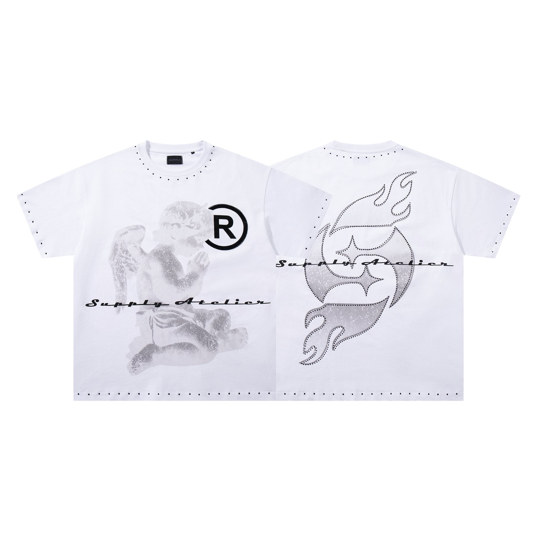 SUPPLY TEE Stud-Trim Flame Graphic T-Shirt — hero